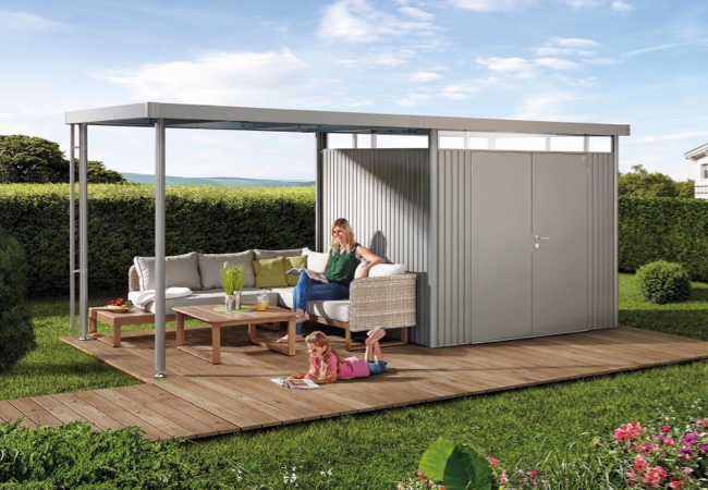 Gartenhaus und Gerätehaus Highline aus Metall mit Seitendach | Holz-Hauff in Leingarten