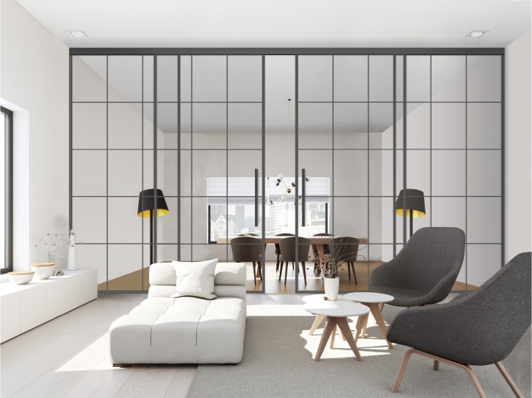Deckenhohe Glastür linesPlus in einer modernen, hellen Wohnung | Glastüren | Holz-Hauff in Leingarten