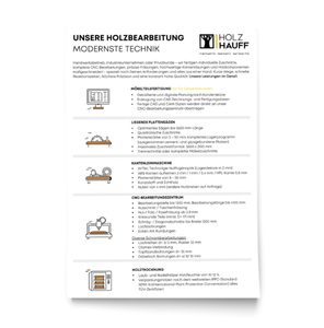 Bearbeitungsmöglichkeiten Holzbearbeitung Flyer | Holz-Hauff GmbH in Leingarten